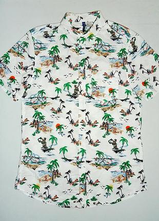Гавайська сорочка h&m divided cotton гавайка (s)