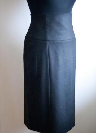 Очень крутая черная классическая юбка карандаш, миди, высокая посадка4 фото