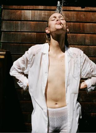 Рубашка м zara зара белая біла блуза блузка сорочка бельевой стиль полоску