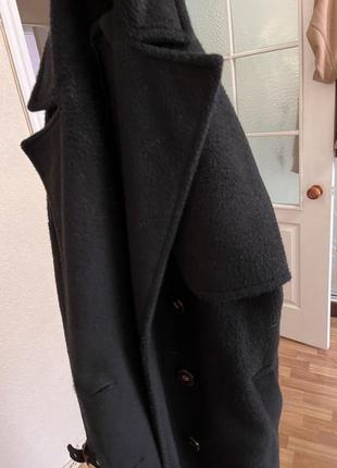 Пальто чёрное кашемировое пальто тренч двубортное9 фото