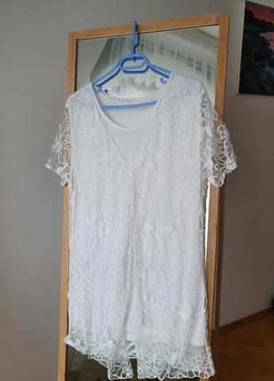 Xl біла блуза нарядна футболка нарядна свитер кофта2 фото