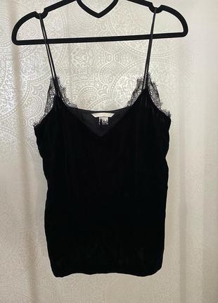 Топ в білизняному стилі оксамитовий h&m