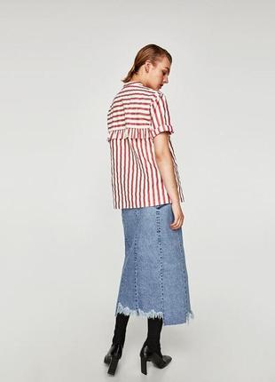 Женская летняя блуза zara s 44р. хлопок полоска