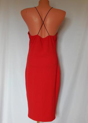 Красное платье на тонких бретельках от glamour babe(размер 12-14)3 фото
