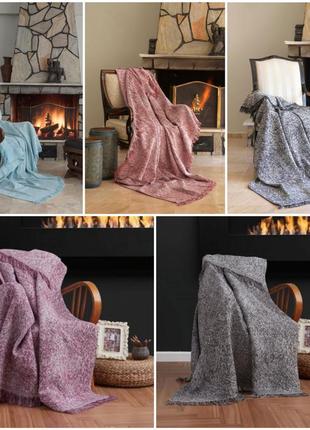 Плед покривало накидка 170х220 бавовна eponj home buldan keten - palmiye покривало