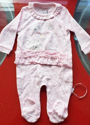 Caramell легкий розовый человечек слип с перфорациеф новорожденной девочке