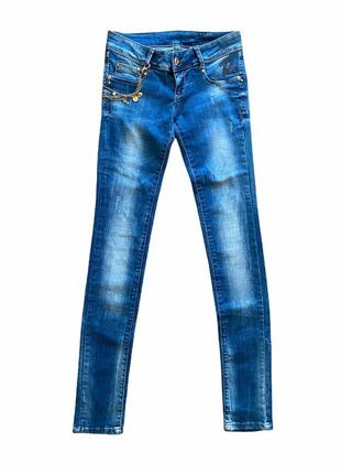 Женские синие джинсы raw с низкой посадкой