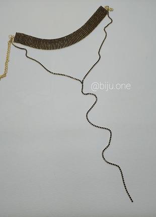 Чорний стразовий трендовий модний популярний чокер