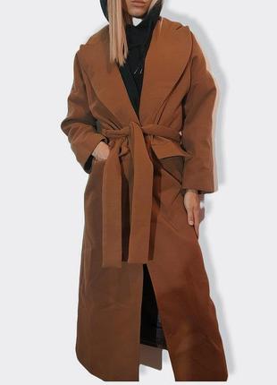 Коричневе, кемел пальто на запах zpb zstudio 34 s