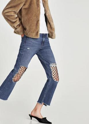 Стильні джинси zara з сіткою, 34р