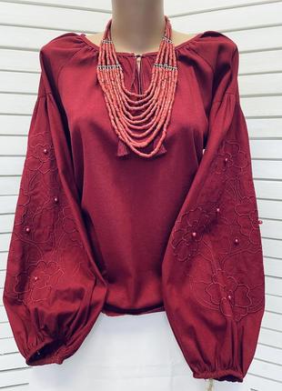 Напівлляна вишиванка блуза з вишивкою вышиванка лён