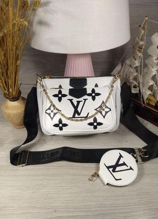 Сумка біла жіноча в стилі louis vuitton multi pochette 3в1 сумочка клатч луї вітон крос-боді1 фото