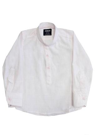 Рубашка персиковая с воротником-стойкой и короткой линией пуговиц (104 см.)  zenmoni 2125000768793