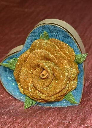 Статуетка-серце "жовта трояндочка". оригінальний подарунок