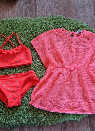 Яркий раздельный купальник и туника