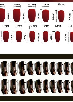 Накладные ногти зеркальное серебро 24 шт.+ 24 стика двухстороннего скотча для ногтей, типсы4 фото