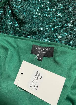 Зелене міні-сукня на запах з паєтками in the style9 фото