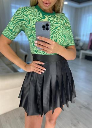Юбка плиссе эко-кожа 🔥🔥