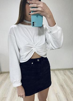 Білий укорочений світшот