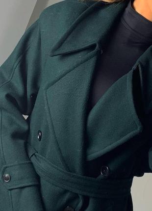 Шерстяне зелене пальто шерстяне зелене пальто довге пальто3 фото