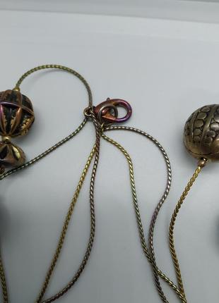 Довге подвійне дворядне намисто ланцюжок з намистом у золотому кольорі4 фото