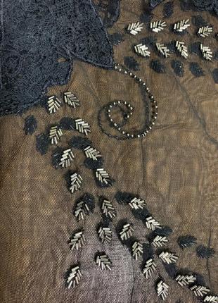 Болеро сітка вкорочене чорне вишивка зі стеклярусом і намистинами, індія, l (3998)7 фото