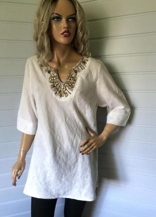 Туника, блузка 100% лён, летняя moda at george1 фото