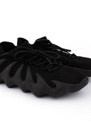 Стильные черные кроссовки из текстиля сетка летние дышащие модные на масивной подошве3 фото