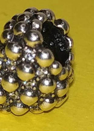 Шарм стерлинговое серебро 925 проба цирконий шарики капельки камни объёмное сердце в стиле пандора4 фото