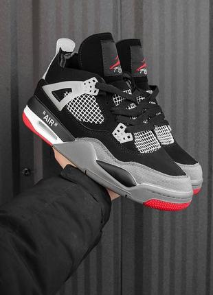 Мужские кроссовки  jordan retro 4 off-white ”bred” топ качество