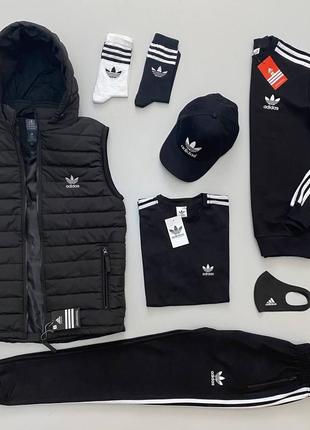 Набір 8в1 adidas: жилетка-світшот-штани-футболка-кепка-маска-шкарпетки 2 пари🔥