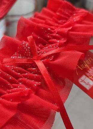 Красные трусики и подвязка на ногу комплект valentines day - cotonella® италия оригинал m-l9 фото
