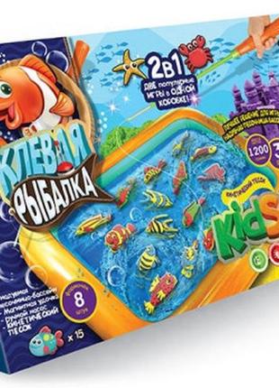 Настольная игра 2 в 1 клевая рыбалка и кинетический песок kidsand