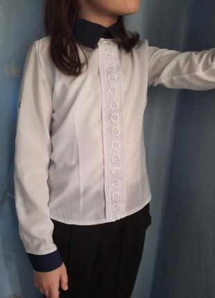 Рубашка белая блуза для школы 6-7 лет4 фото