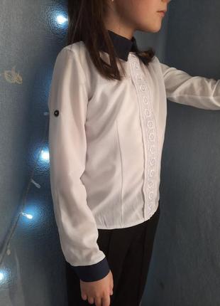 Рубашка белая блуза для школы 6-7 лет8 фото