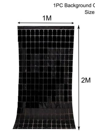 Чёрный дождик кубиками, высота 2метра и ширина 1 метр