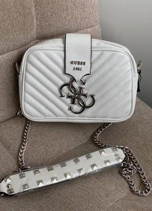 Женская сумка в стиле guess mini white