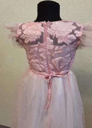 Нарядное детское платье для девочек с фатиновой юбкой в горошек .7 фото