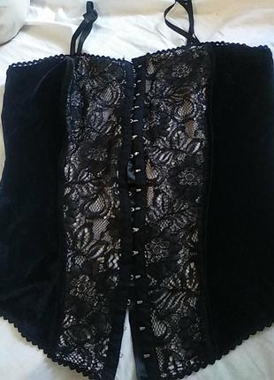 Корсет маечка велюр и кружево