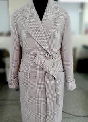 Женское стильное пальто в клетку рр 42-50
