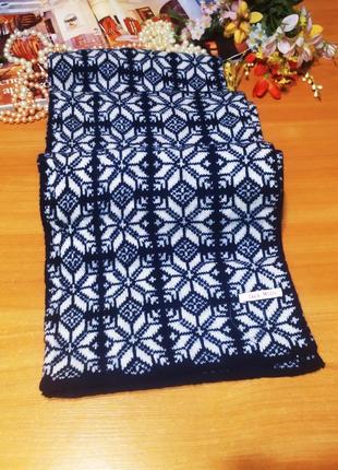 Красивий вовняний теплий шарфик шарф вовна шерсть бренд снежинки. мужской женский jack wills новий