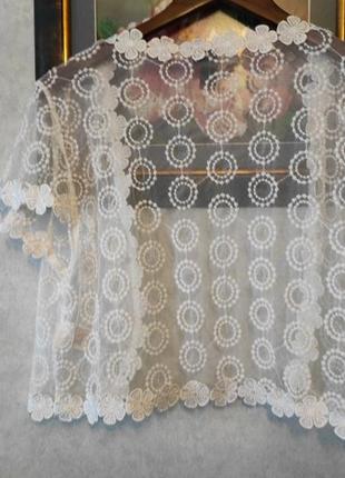 Нежная накидка болеро блуза из евросетки тюля с кружевом в винтажном стиле, izabel london3 фото