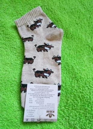 Шкарпетки з приколами корівка бежеві2 фото