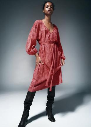 Платье миди из жакардовой ткани zara  - s, m - большемерит1 фото