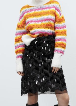 Zara кофта свитер полосатая оверсайз