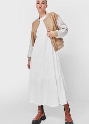 Платье stradivarius, белое платье миди