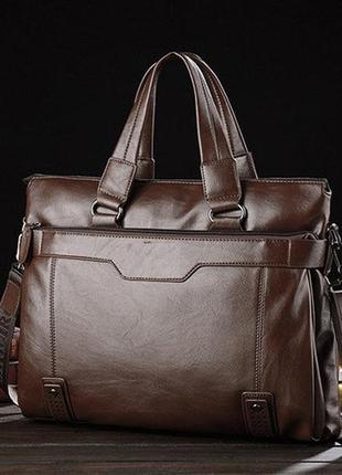 Мужской деловой офисный портфель мужская модная сумка для документов темно - коричневый