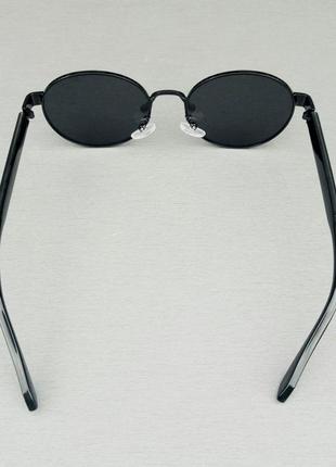 Gucci очки унисекс солнцезащитные овальные черные в черном металле4 фото