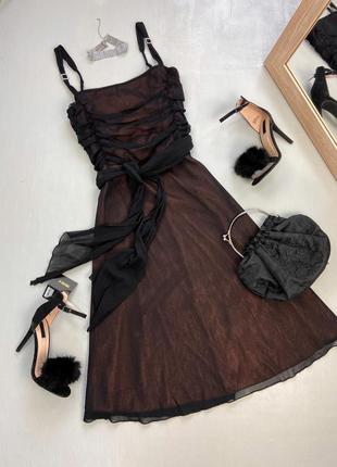 Вечернее черное платье миди2 фото
