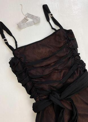 Вечернее черное платье миди6 фото